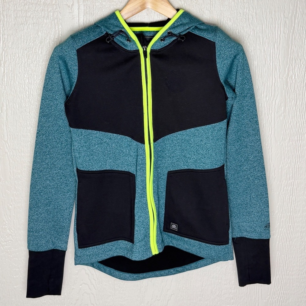 Rip Curl Anti-Series Espy Zip Hoodie Teal Black Neon Yellow Size M New with Tags